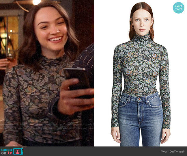 See by Chloe Floral Turtleneck Top worn by Cara Bloom (Violett Beane) on God Friended Me