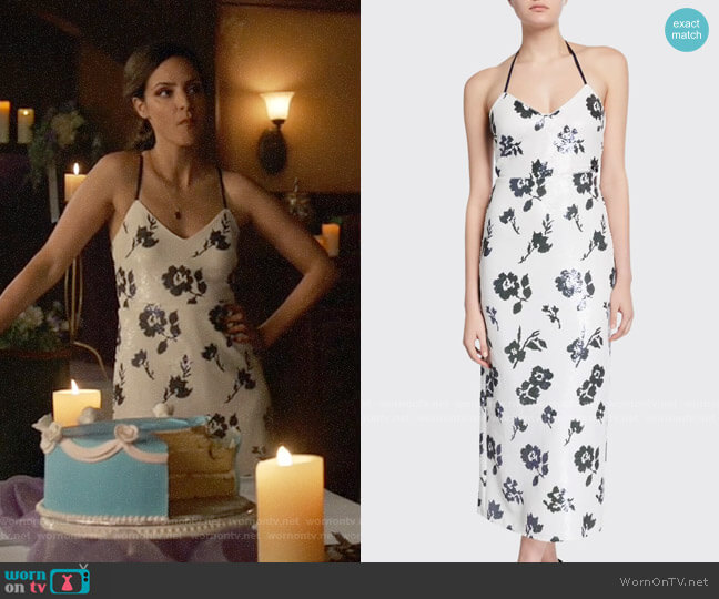 Self Portrait Sleeveless Floral Sequined Midi Dress worn by Zari Tomaz (Tala Ashe) on Legends of Tomorrow