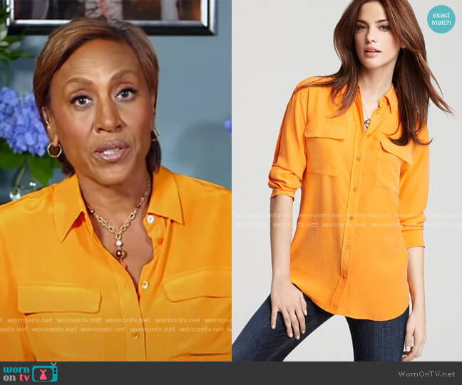 Equipment Signature Two Pocket Blouse worn by Robin Roberts on Good Morning America