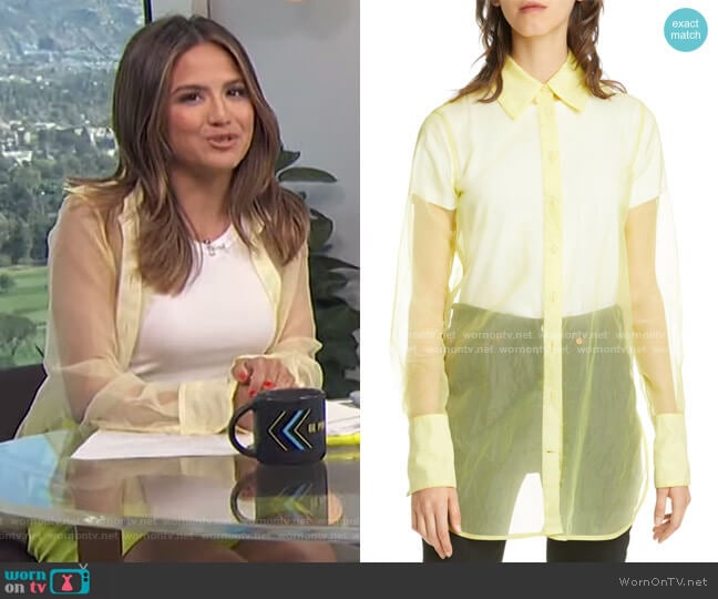 Simon Miller Rowena Sheer Long Sleeve Shirt worn by Erin Lim on E! News
