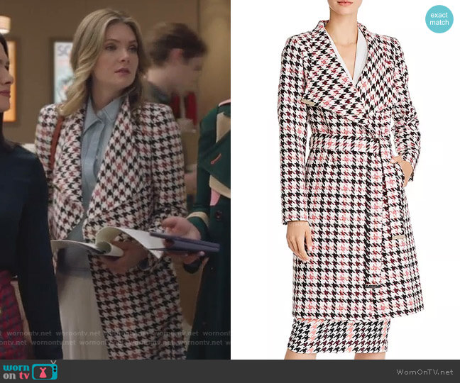 Ted Baker Abellaa Houndstooth Belted Coat worn by Sutton (Meghann Fahy) on The Bold Type