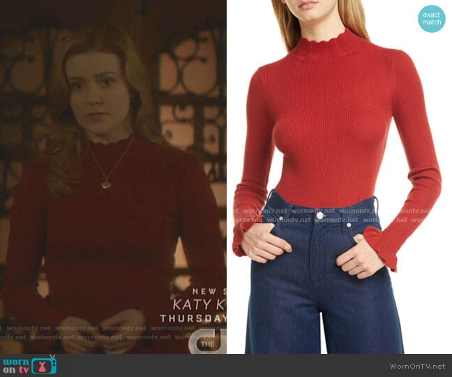 Ted Baker Scalloped Neck Sweater worn by Nancy Drew (Kennedy McMann) on Nancy Drew