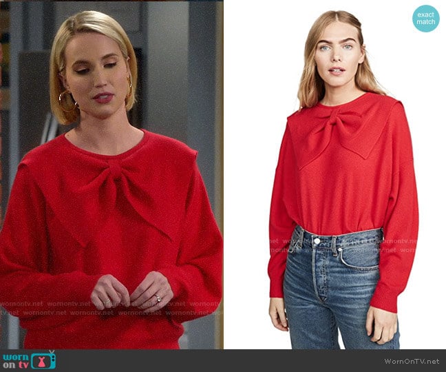 The Great The Cashmere Bow Sweater worn by Mandy Baxter (Molly McCook) on Last Man Standing