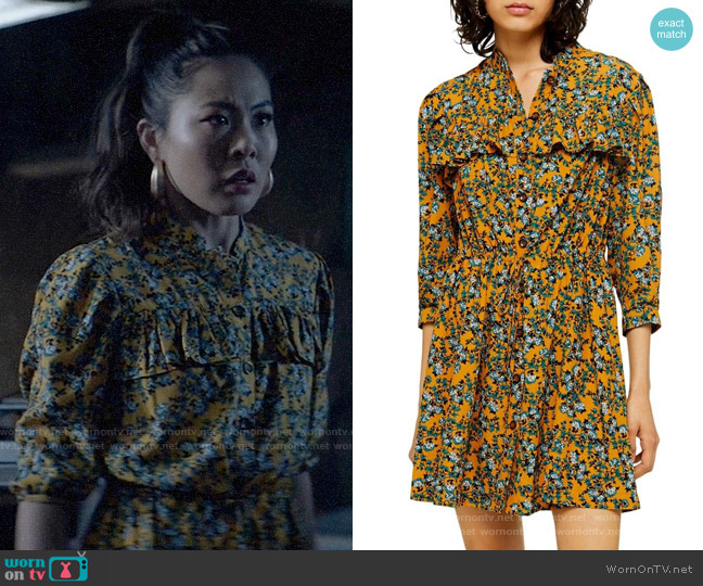 Topshop Floral Print Pleat Minidress worn by Mary Hamilton (Nicole Kang) on Batwoman