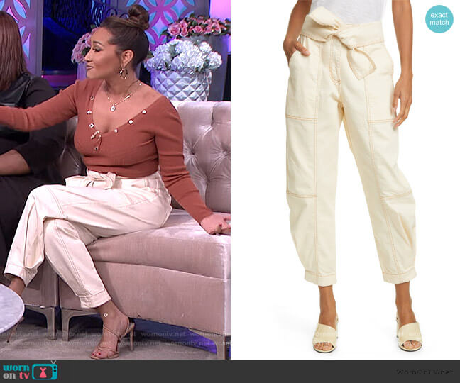 Ulla Johnson Storm Tie Waist Tapered Jeans worn by Adrienne Houghton on The Real