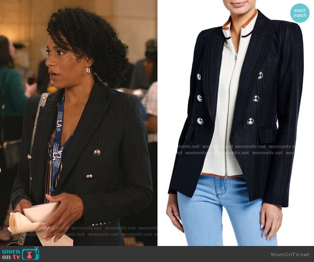 Veronica Beard Miller Striped Dickey Jacket worn by Maggie Pierce (Kelly McCreary) on Greys Anatomy