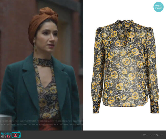 Veronica Beard Wade Floral Top worn by Adena El-Amin (Nikohl Boosheri) on The Bold Type