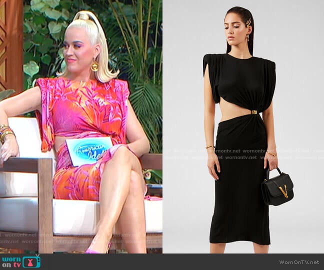 Versace Sculptural Shoulder Cut-Out Dress worn by Katy Perry on American Idol