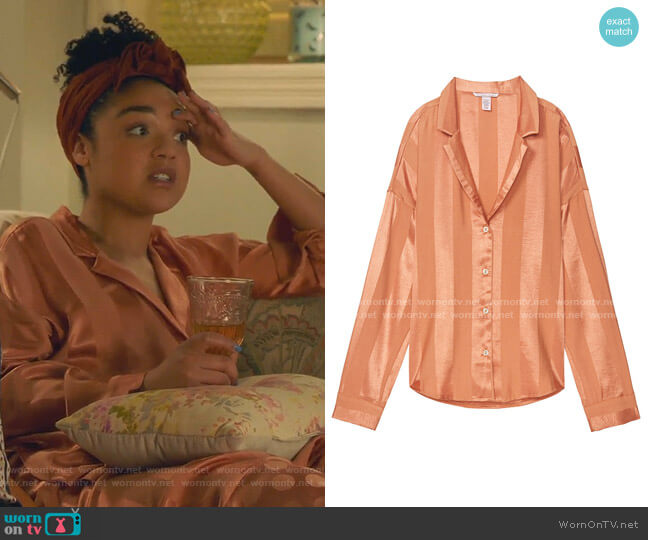 Victoria's Secret Striped Satin Top worn by Kat Edison (Aisha Dee) on The Bold Type