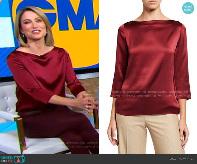 Vince Boatneck Silk Blouse worn by Amy Robach on Good Morning America