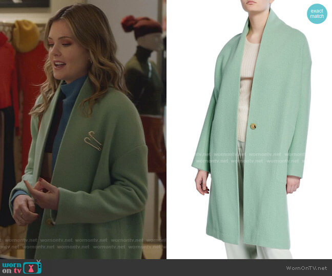 Vince Collarless Long Wool Coat worn by Sutton (Meghann Fahy) on The Bold Type
