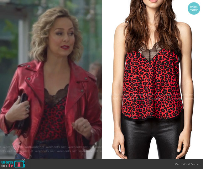 Zadig & Voltaire Lace-Trimmed Leopard-Print Cami worn by Jacqueline (Melora Hardin) on The Bold Type