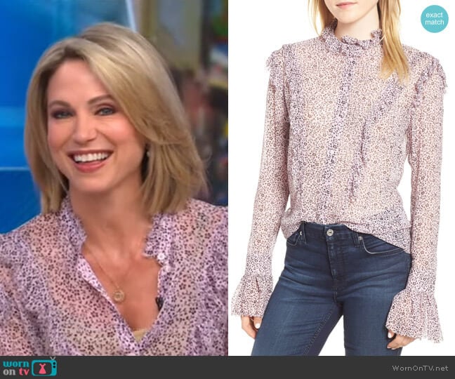 Zadig & Voltaire Tweet Ruffle Blouse worn by Amy Robach on Good Morning America