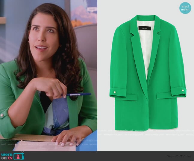 Zara Long Blazer worn by Shannon Ross (Nicole Power) on Kims Convenience