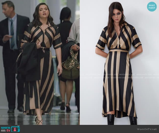 Zara Satin Effetct Striped Dress worn by Jane Sloan (Katie Stevens) on The Bold Type