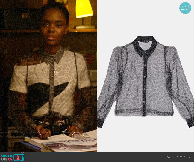 Zara Animal Print Organza Shirt worn by Josie McCoy (Ashleigh Murray) on Katy Keene