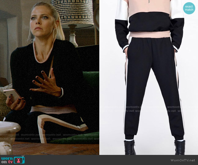 Zara Jogging Pants with Side Stripe worn by Isobel Evans-Bracken (Lily Cowles) on Roswell New Mexico