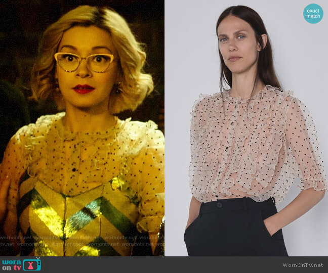Zara Polka Dot Organza Blouse worn by Pepper Smith (Julia Chan) on Katy Keene