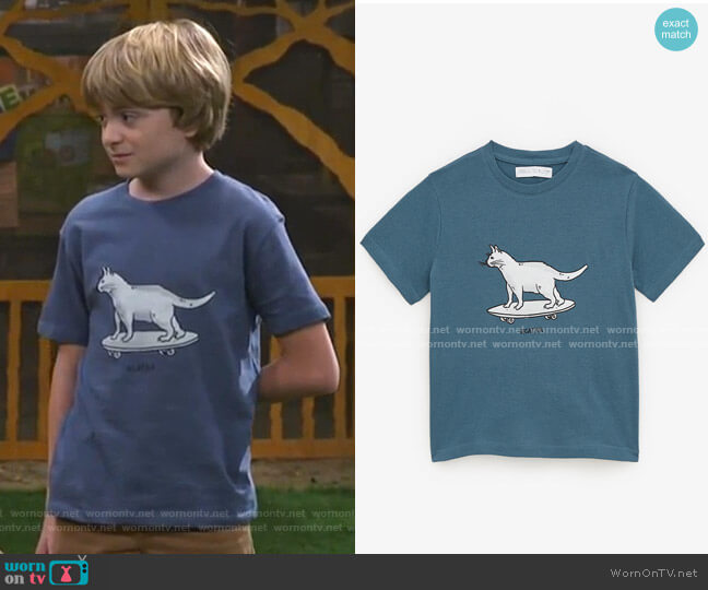 Zara Skater CatT-Shirt worn by Finn Sawyer (Will Buie Jr) on Bunkd