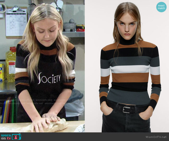 Zara Striped Turtleneck Sweater worn by Faith Newman (Alyvia Alyn Lind) on The Young and the Restless