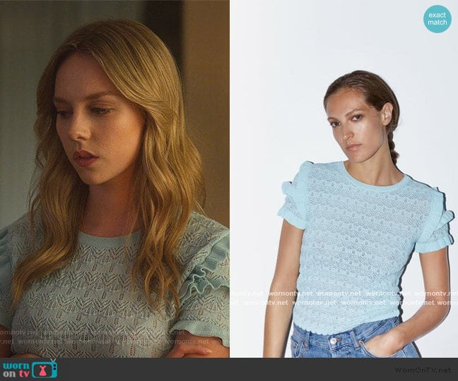 Zara Crew Neck Ruffle Sweater worn by Cayetana Grajera Pando (Georgina Amoros) on Elite