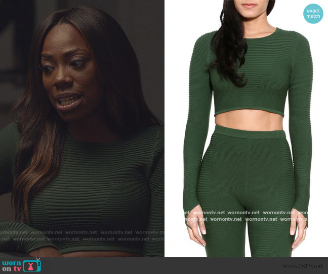 Adam Selman Rib Crop Long Sleeve Top worn by Molly Carter (Yvonne Orji) on Insecure