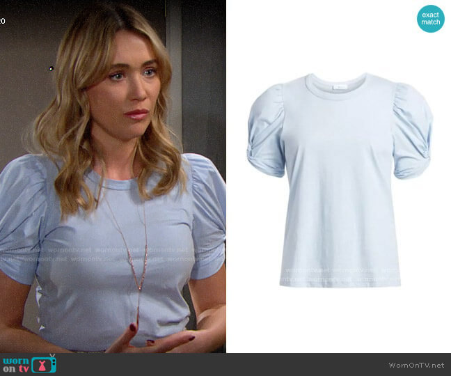 A.L.C. Kati Tee in Wind worn by Flo Fulton (Katrina Bowden) on The Bold and the Beautiful