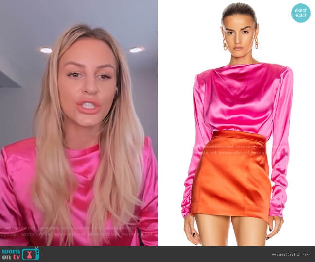 Gauge 81 Modena Satin Boat Neck Top worn by Morgan Stewart on E! News