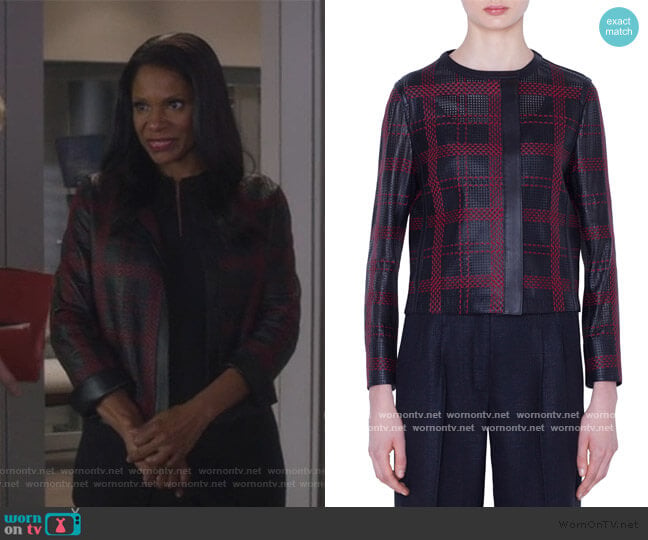 Akris Caleesi Leather Grid Jacket worn by Liz Reddick-Lawrence (Audra McDonald) on The Good Fight