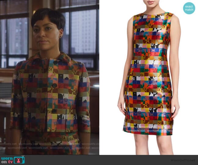 Akris Punto Floral Jacquard Sleeveless Dress worn by Lucca Quinn (Cush Jumbo) on The Good Fight