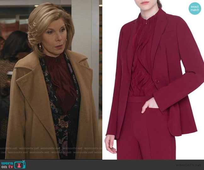 Akris Punto Silk Crewneck Wave-Front Blouse worn by Diane Lockhart (Christine Baranski) on The Good Fight