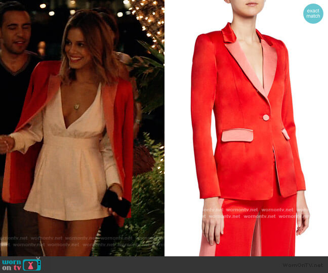 Alexis Nevra Satin Single-Button Blazer worn by Noa Hamilton (Nathalie Kelley) on The Baker and the Beauty