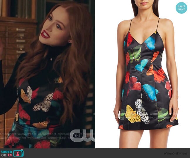 Alice + Olivia Tayla Butterfly Paneled Mini Dress worn by Cheryl Blossom (Madelaine Petsch) on Riverdale