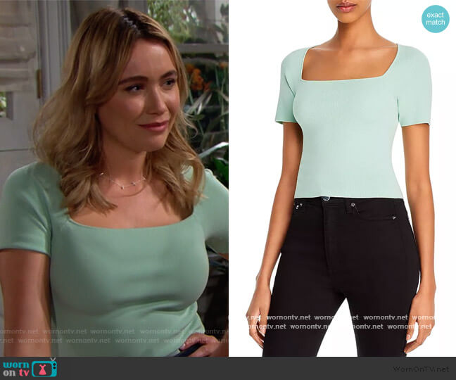 Alice + Olivia Brynn Square-Neck Top worn by Flo Fulton (Katrina Bowden) on The Bold and the Beautiful