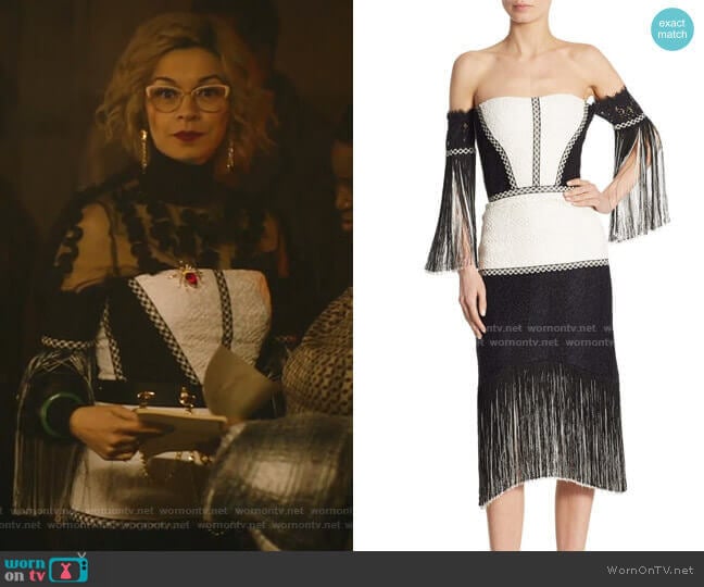 Alexis Antoinette Off-The-Shoulder Dress worn by Pepper Smith (Julia Chan) on Katy Keene