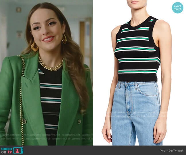 A.L.C. Archer Striped Sleeveless Crop Top worn by Fallon Carrington (Elizabeth Gillies) on Dynasty