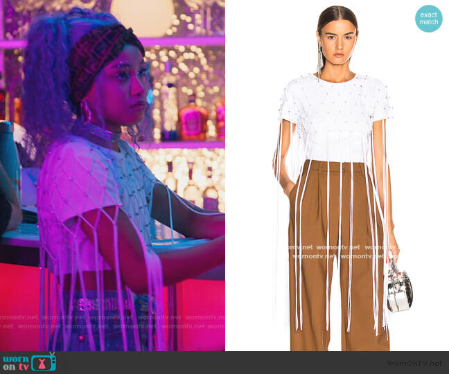Area Shrunken Tee with Net Overlay worn by Chloe Barris (Genneya Walton) on BlackAF