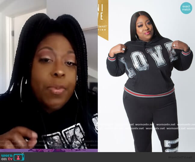 Ashley Stewart Love Sequin Hoodie worn by Loni Love on The Real
