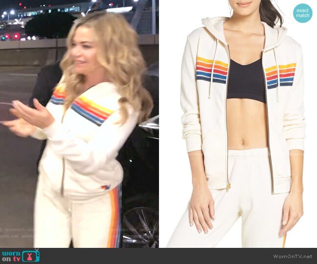 Aviator Nation 5-Stripe Zip Hoodie worn by Denise Richards on The Real Housewives of Beverly Hills