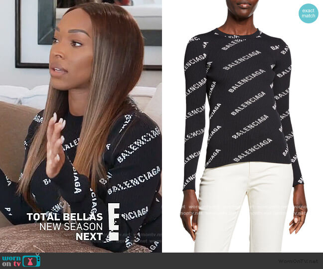 Balenciaga Techno Logo-Print Ribbed Sweater
