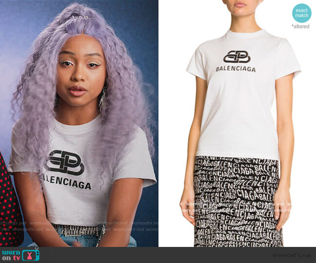 Balenciaga Short-Sleeve Logo T-Shirt worn by Chloe Barris (Genneya Walton) on BlackAF