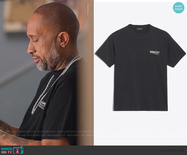 Balenciaga Logo Printed T-Shirt worn by Kenya Barris (Kenya Barris) on BlackAF