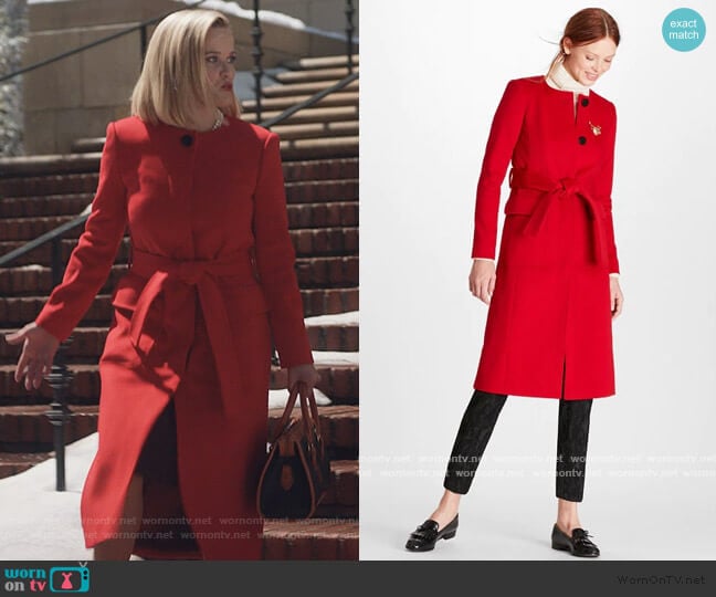 Brooks Brothers Brushed Wool Twill Wrap Coat worn by Elena Richardson (Reese Witherspoon) on Little Fires Everywhere