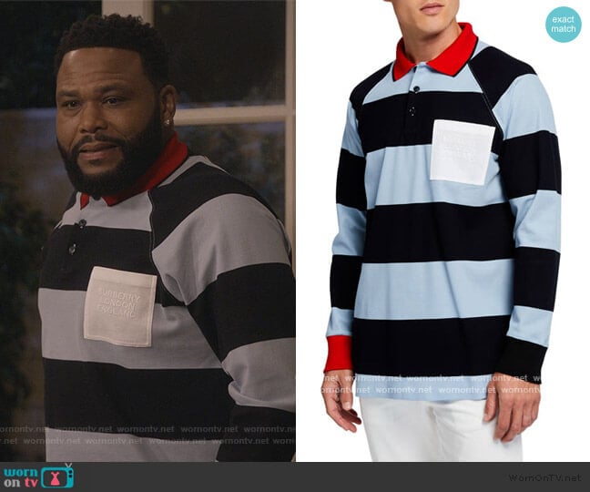 Burberry Barford Striped Long-Sleeve Rugby Shirt worn by Andre Johnson (Anthony Anderson) on Black-ish