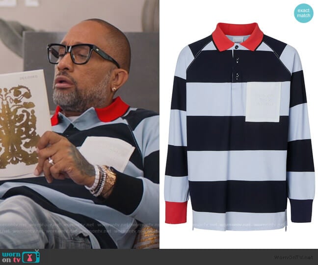 Burberry Striped Cotton Pique Polo Shirt worn by Kenya Barris (Kenya Barris) on BlackAF