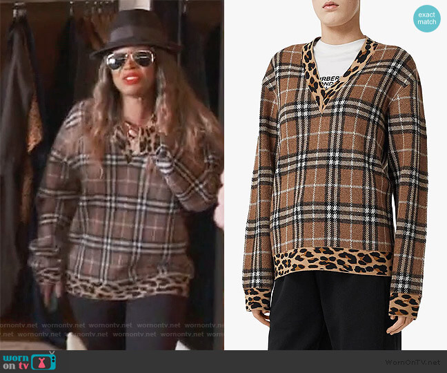Burberry Vintage Checked Leopard Sweater