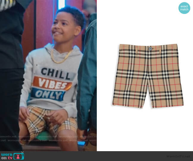 Burberry Tristen Woven Cotton Check Shorts worn by Pops Barris (Justin Claiborne) on BlackAF
