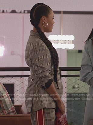 Condola’s gray plaid jacket and pants on Insecure