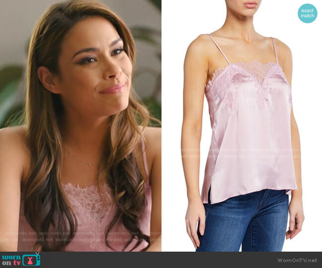 Cami NYC Sweetheart Silk Charmeuse Camisole with Lace worn by Cristal Jennings (Daniella Alonso) on Dynasty