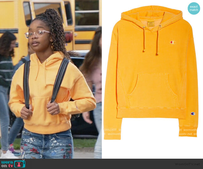 Champion Garment Dyed Reverse Weave Hoodie worn by Diane Johnson (Marsai Martin) on Black-ish